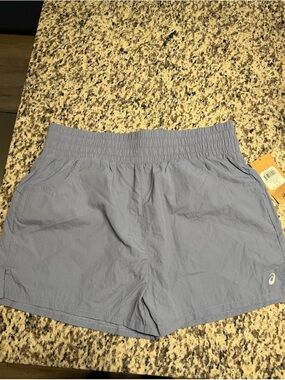 Asics Light Blue Athletic High Waste Shorts with Elastic Waist